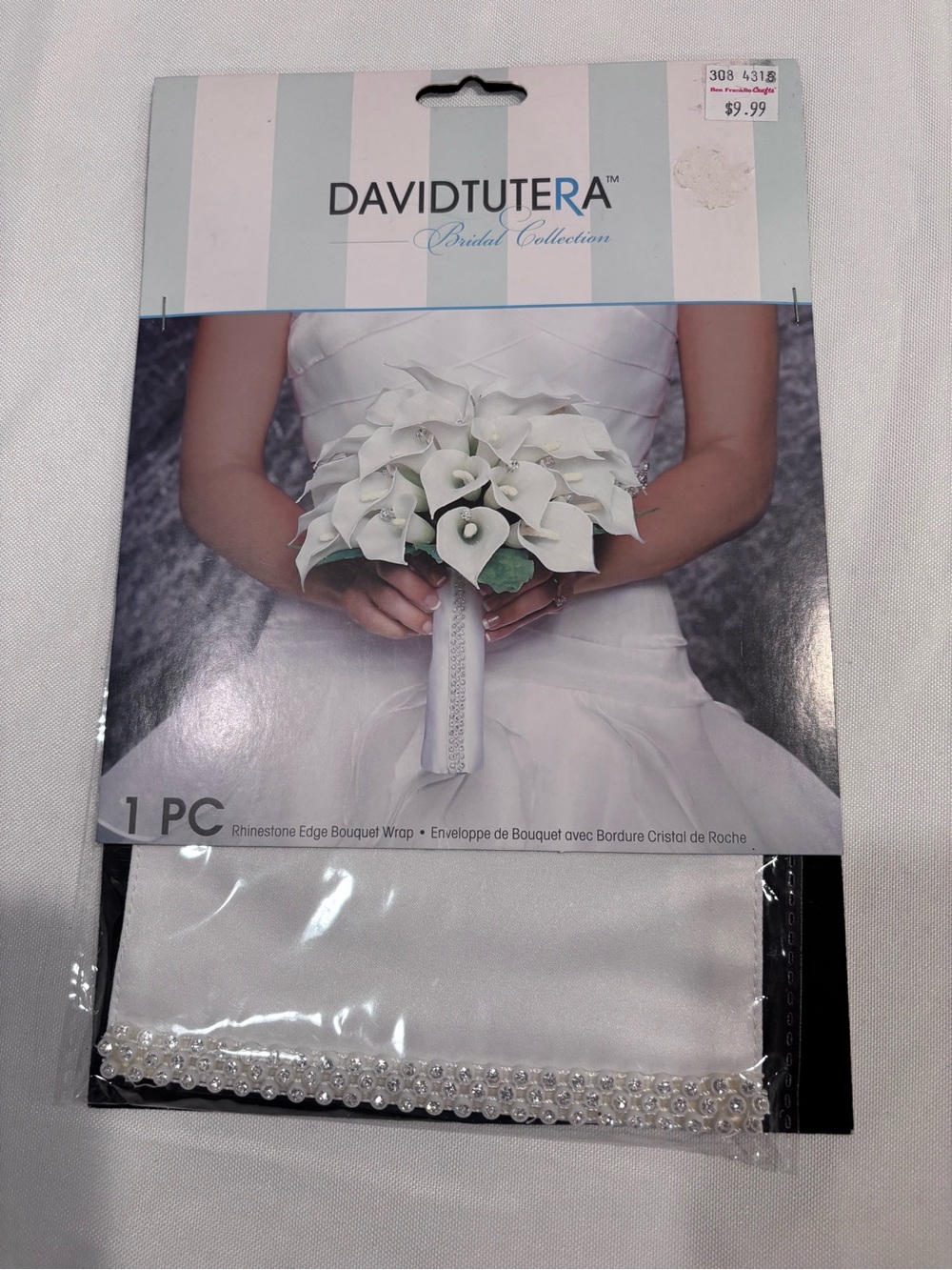 3 David Tutera White Bouquet Wrap with Rhinestone Edge